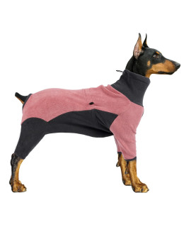 FantasyPet Dog Winter Fleece Coat Full Body Covered Jumpsuit Cold Weather Adjustable Pajamas Outdoor Outfit for Walking Hiking Climbing Cozy Jumpsuit for Small Medium Large Dog (Pink, Large)