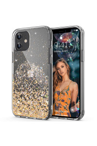 Ulak Compatible With Iphone 12 Case Clear Glitter, Iphone 12 Pro Cover Sparkle Bling Soft Tpu Women Girls Shockproof Protective Phone Case Designed For Iphone 12 Iphone 12 Pro 61 Inch, Gold