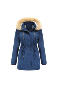 Womens Winter Coats, Warm Sherpa Lined Jacket Mid Length Heavy Parka Coat Thickened Windproof Outerwear With Fur Hood