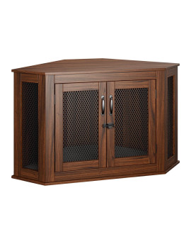 Corner Dog Crate, Wooden Dog Kennel with Cushion, Indoor Dog Crate Cage for Small Medium Dogs, Perfect for Limited Room