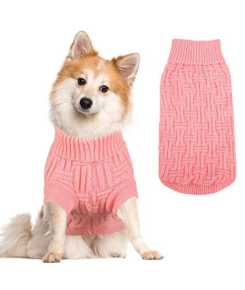 Asenku Small Dog Pullover Sweater, Cold Weather Knitwear, Classic Turtleneck Thick Warm Clothing For Chihuahuas, Bulldogs, Dachshunds, Pugs And More(Pink, Xxs)