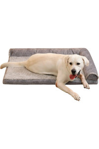 Quvita Luxury Large Dog Bed With Removable Pillow Memory Foam Bolster Dog Couch & Sofa, Warm Soft Plush Orthopedic Extra Large Dogs Beds, Washable