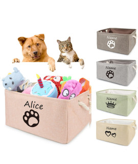 Gors Personalized Dog Toy Basket Cat Storage Foldable Box Custom Name Pet Bins Collapsible For Clothes Pet Accessories (Green,M 34X25X16Cm)