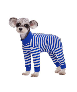 Dog Striped Recovery Suit, Puppy After Surgery Onesie For Female Male Dogs, Dogs Cats Long Sleeve Pajamas Bodysuit, Surgery Abdominal Wound Bandages Clothes, Dog Pant For Shedding Skin Disease