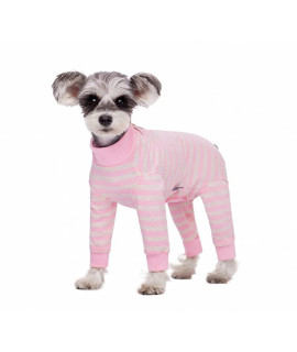 Dog Striped Recovery Suit, Puppy After Surgery Onesie For Female Male Dogs, Dogs Cats Long Sleeve Pajamas Bodysuit, Surgery Abdominal Wound Bandages Clothes, Dog Pant For Shedding Skin Disease