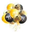 21Th Birthday Balloon (30Pcs 12Inch) Gold And Black Latex Inflatable Clear Confetti Anniversary Party Helium Balloons Decorations Supplies For 21 Year Old Man,Women,Her,Him,Son,Guys