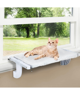 Zoratoo Window Sill Mount Cat Perch For Indoor Cats, One-Step Sliding Adjustment Cat Hammock Window Seat With Removable Two Fabrics Covers, No Suction Cups Cat Beds For Windowsill Bedside (L)