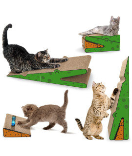 Original Foldable Cat Scratching Posts Large Cardboard Scratchers Pet Scratch Pad Corner Post Scratcher Lounge Box Toys For Indoor Cats, Cat Furniture Couch Protector Training Ball Toy Combination
