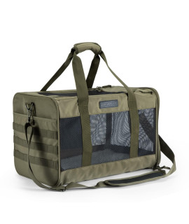 Veagia Cat Carrier,Pet Carrier,Cat Carriers For Medium Cats Under 25,Soft Puppy Travel Bag Carriers For Small Dogs Airline Approved (175 X 12 X 12 Inches, Armygreen 02)