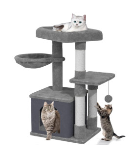 Cat Tree Cat Tower For Indoor Cats 30In, Cat Condo With Scratching Post, Cat Tree For Large Cat With Plush Perches, Hammock, Cat Tree Stand For Kitten With Dangling Ball, Platform, Cat Climbing Tower