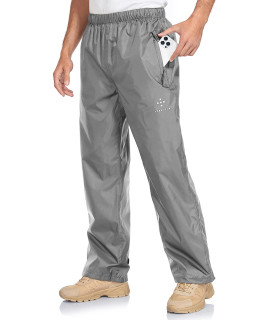 Waterproof Pants Mens Rain Pants Windproof Outdoor Hiking Pants With Pockets Grey