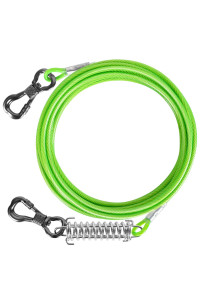 Tresbro 30 Ft Dog Tie Out Cable, Heavy Duty Dog Chains For Outside With Spring Swivel Lockable Hook, Pet Runner Cable Leads For Yard Camping, Dog Line Tether For Small Medium Large Dogs Up To 500 Lbs