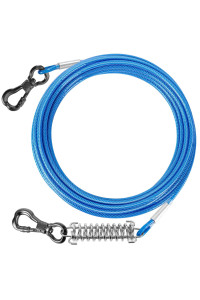 Tresbro 20 Ft Dog Tie Out Cable, Heavy Duty Dog Chains For Outside With Spring Swivel Lockable Hook, Pet Runner Cable Leads For Yard, Blue Dog Line Tether For Small Medium Large Dogs Up To 500 Lbs