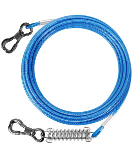 Tresbro 20 Ft Dog Tie Out Cable, Heavy Duty Dog Chains For Outside With Spring Swivel Lockable Hook, Pet Runner Cable Leads For Yard, Blue Dog Line Tether For Small Medium Large Dogs Up To 500 Lbs