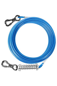 Tresbro 70 Foot Dog Tie Out Cable, Heavy Duty Dog Chains For Outside With Spring Swivel Lockable Hook, Pet Runner Cable Leads For Yard, Dog Line Tether For Small Medium Large Dogs Up To 500 Lbs, Blue