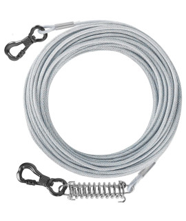 Tresbro 120 Ft Dog Tie Out Cable, Heavy Duty Dog Chains For Outside With Spring Swivel Lockable Hook, Pet Runner Cable Leads For Yard, Dog Line Tether For Small Medium Large Dogs Up To 500 Lbs, Silver