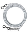 Tresbro 100Ft Dog Tie Out Cable, Heavy Duty Dog Chains For Outside With Spring Swivel Lockable Hook, Pet Runner Cable Leads For Yard, Dog Line Tether For Small Medium Large Dogs Up To 500 Lbs, Silver