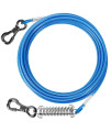 Tresbro 30 Ft Dog Tie Out Cable, Heavy Duty Dog Chains For Outside With Spring Swivel Lockable Hook, Pet Runner Cable Leads For Yard, Blue Dog Line Tether For Small Medium Large Dogs Up To 500 Lbs