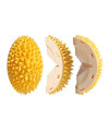 Nvted Cat Multifunction Brush, Durian Shaped Corner Tickler Cat Mint Self Hi Toy Hair Remover Furniture Protector Kittens Scratch Board Sisal Cat Scratching Pad Wall Mounted For Indoor Cats (Yellow)