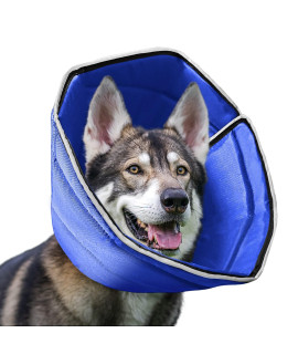 Cryptdogle Dog Cone Collar For After Surgery, Soft Pet Recovery Collar For Small Medium Large Dogs Healing From Wound, Adjustable Comfort Cone Collar Protective Collar For Dogs And Cats (Xxl, Blue)