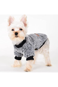 Sebaoyu Dog Sweaters For Small Dogs, Fleece Dog Hoodie Clothes, Winter Cute Warm Plaid Leopard Puppy Chihuahua Sweater, Pet Doggie Sweatshirt For Yorkie Teacup, Cat Apparel (Grey, X-Small)