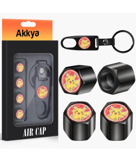 Akkya Tire Valve Stem Caps Cover For Car Bike Bicycle Motorcycles Tractors Mountain Bikes Trucks Cute Red Cartoon Anime Metal Chrome Tire Air Pressure Covers Wheel Accessories Parts