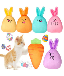 Yhomu Cat Catnip Toys, Easter Cat Interactive Toys, 5-Inch Rabbits Carrot With Ear Inner Rattle Papers,2-Sided Catnip Filled Cat Toys, Cat Chew Toys Pet Easter Gift
