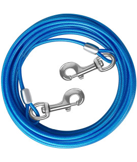 Haiyuan Dog Tie Out Cable 1015202530 Ft Dog Runner For Yard Steel Wire Dog Cable With Durable Superior Clips Blue Dog Chains For Outside Dog Lead For Large Dogs Up To 165 Lbs