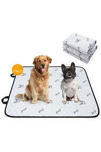 Joexdise 2 Pack Washable Dogs Pee Pads, 36 X 24, Waterproof Reusable Pet Training Pads, Non Slip Dog Bowl Mats With Great Absorption, Reusable Puppy Pee Pads For Floor, Sofa,Cage, Car-Bone M Size