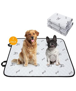 Joexdise 2 Pack Washable Dogs Pee Pads, 36 X 24, Waterproof Reusable Pet Training Pads, Non Slip Dog Bowl Mats With Great Absorption, Reusable Puppy Pee Pads For Floor, Sofa,Cage, Car-Bone M Size