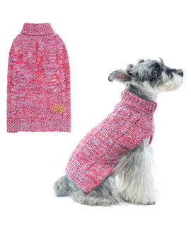 Beautyzoo Small Dog Sweater -Turtleneck Pullover Classic Cable Knit Fuzzy Winter Coat Dog Cold Weather Clothes For Small Medium Dogs Puppy Girl Boys(Gradient Red, Xs)