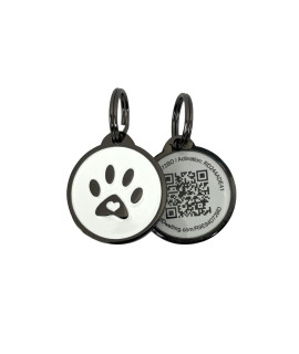 Pet Dwelling 2D QR Code Pet ID Tag - Dog Tags - Cat Tags - Online Pet Profile - Scan Tag Location - Instant Email Notification(Lux White Paw)
