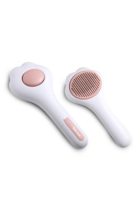 Sulie Tech Cat Brush For Shedding Deshedding,Self Cleaning Slicker Brush,Grooming Brush For Long Or Short Haired Kitten Dogs Rabbit Massage Removes Mats, Tangles And Loose Fur(Pink)