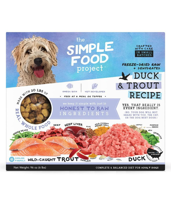 Simple Food Project - Duck Trout Recipe - Freeze Dried Raw Food For Dogs - 6Lb