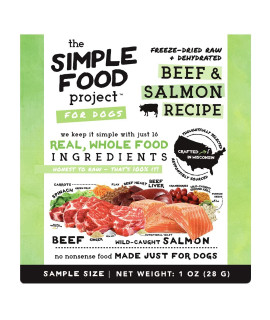 Simple Food Project - Beef Salmon Recipe - Freeze Dried Raw Food For Dogs - 1Oz Sample