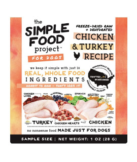 Simple Food Project - Chicken Turkey - Freeze Dried Raw Food For Dogs - 1Oz Sample