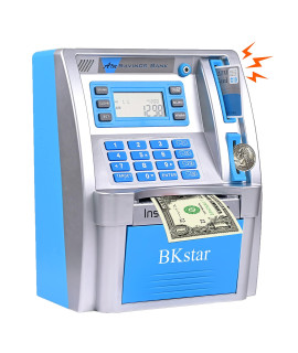 Bkstar 2023 Upgraded Kids Talking Piggy Bank, Atm Savings Toy Bank For Real Money With Real Voice Prompt, Deposit, Withdraw, Debit Card, Saving Target, Timer And Clock
