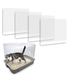 4Pcs Cat Litter Box Pee Shields,Transparent Easy Clean Litter Box Splash Guard For Open Top Litter Boxes 15A115In- Litter Box Not Included