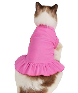 Qwinee Cute Cat Dress Ruffle Trim Dog Vest Dress Soft Warm Tutu Skirt Dog Wedding Party Birthday Dress For Small Medium Dogs Pupy Kitten Pink L