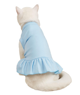 Qwinee Cute Cat Dress Ruffle Trim Dog Vest Dress Soft Warm Tutu Skirt Dog Wedding Party Birthday Dress For Small Medium Dogs Pupy Kitten Blue M