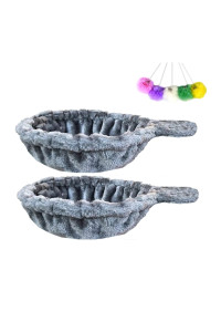 Shengocase 2-Pack 146 Large Grey Cat Tree Tower Replacement Basket Lounger Hammock Bed, 5Pcs Hanging Pom-Pom Toys With Elastic Strings, Cat Tree Accessories Hammock Attachment