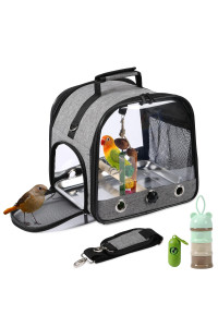 Suertree Bird Carrier Bag Bird Travel Cage With Stand, Small Bird Carrier For Parrot, Portable Bird Carrier Travel Bag, Pet Transparent Breathable Travel Cage