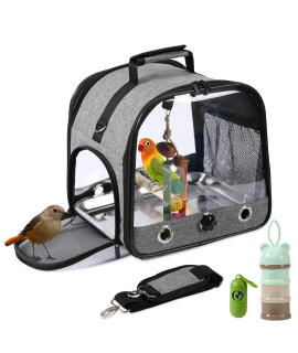 Suertree Bird Carrier Bag Bird Travel Cage With Stand, Small Bird Carrier For Parrot, Portable Bird Carrier Travel Bag, Pet Transparent Breathable Travel Cage