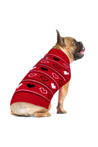 Queenmore Valentine Dog Sweater,Small Dog Sweater For Tiny Dogs,Teacups,Frenchies,Chihuahuas,Yorkies,Turtleneck Girl Dogs Red Knit Sweaters Red,L
