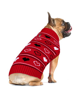 Queenmore Valentine Dog Sweater,Small Dog Sweater For Tiny Dogs,Teacups,Frenchies,Chihuahuas,Yorkies,Turtleneck Girl Dogs Red Knit Sweaters Red,L