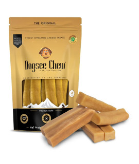 Dogsee Himalayan Dog Chews Medium 1 Lb 100% Natural Yak Chews Smoke Dried Long Lasting Healthy Treats For Aggressive Chewers Helps Fight Plaque & Tartar (6 Bars) - Packaging May Vary