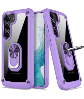 Aupai Galaxy S23 Plus Case,Samsung S23 Plus Cover Anti-Yellow Crystal Clear Shockproof Protective Phone Case With Magnetic Kickstand For Samsung Galaxy S23 Plus,Clear Purple