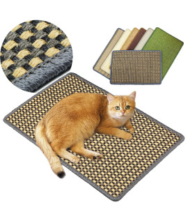 Pethave Cat Scratching Mat,236X157Inch Sisal Cat Scratchers For Indoor Cats With Velcro Tapes,Stick On Floor Wall Cat Scratcher,Horizontal Cat Scratcher Protect Carpets And Sofas (Grid Style)