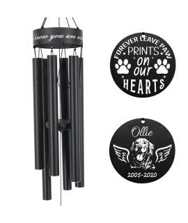 Personalized Pet Memorial Wind Chime, Loss Of Dog Wind Chimes Outdoor Sympathy, 30 Inches Paw Print Pet Remembrance Gift To Honor And Remember A Dog, Cat, Or Other Pet A (Personalized-Dog Choise)