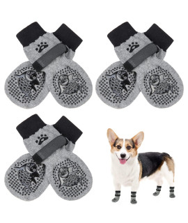 Scenereal Double Side Anti-Slip Dog Socks With Adjustable Straps, Non-Slip Dogs Sock For Hardwood Floors To Stop Licking Paws, Slipping, Paw Protectors For Small Medium Large Dogs